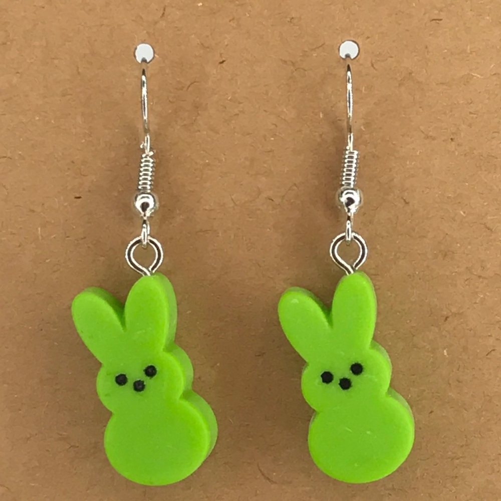 Charming Green Peep Easter Bunny Earrings Fashion Jewelry - Picture 1 of 3